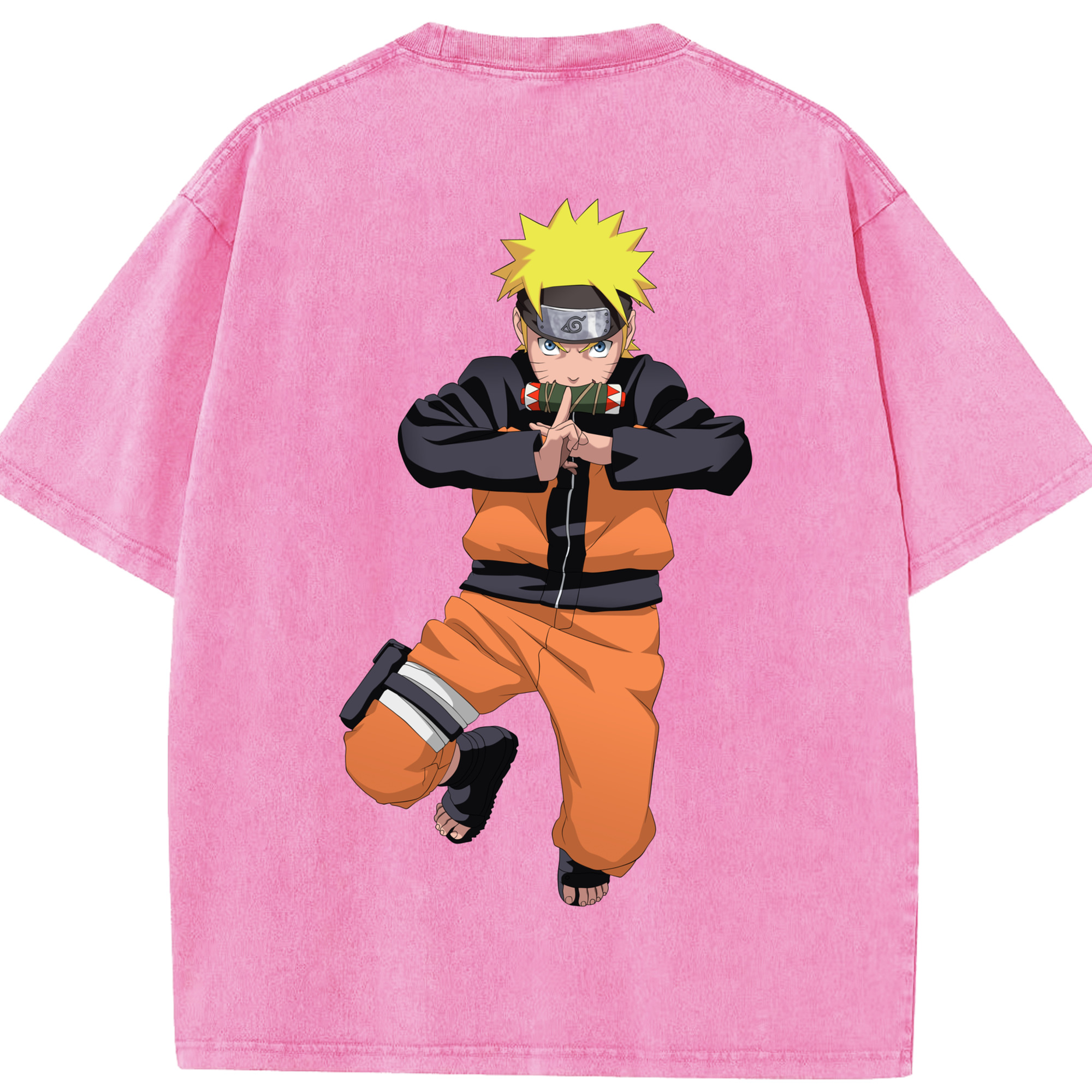 （画像用） NARUTO -ナルト- うずまき ナルト Uzumaki Naruto 綿100% ヴィンテージ風 半袖Tシャツ（背面プリント）